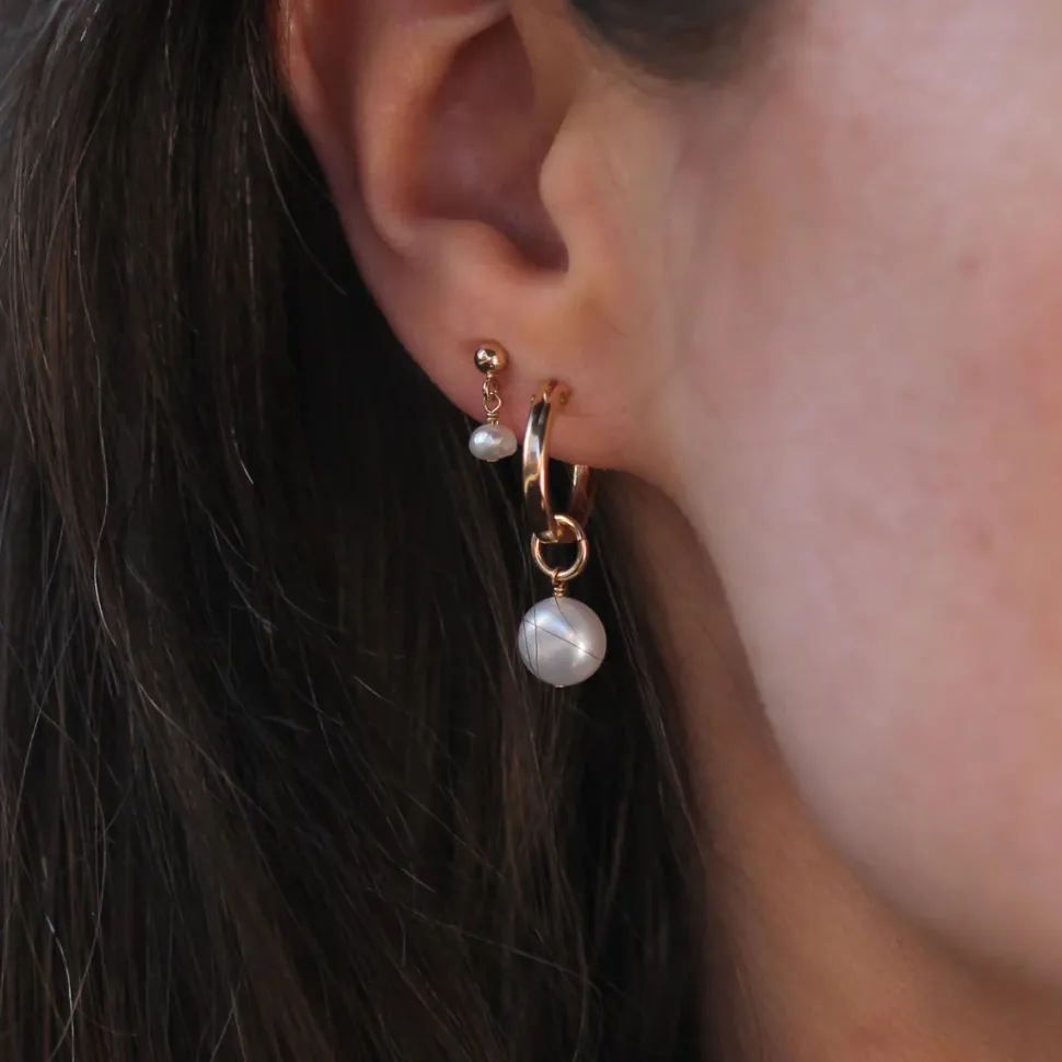 Billie Earrings - Pearl & Gold
