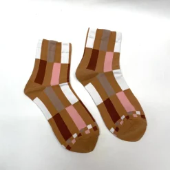 Color Block Casual Socks - Camel Mix