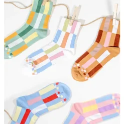 Color Block Casual Socks - Camel Mix