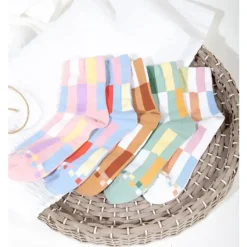 Color Block Casual Socks - Camel Mix
