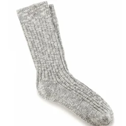 Cotton Slub Sock - Gray/White