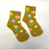 Floral Print Casual Socks - Yellow
