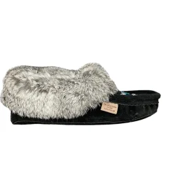 Fur Moccasin - Black Suede