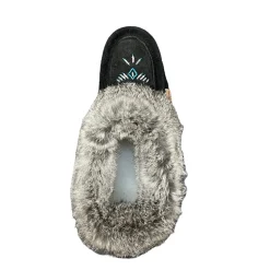 Fur Moccasin - Black Suede
