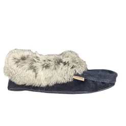 Fur Moccasin - Navy Blue Suede