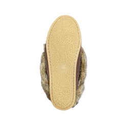 Fur Moccasin with Sole - Chocolate Suede