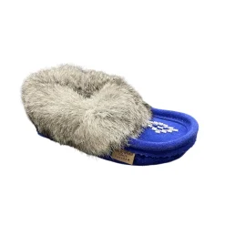 Kid’s Fur Moccasin - Royal Blue Suede