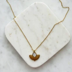 ROWAN Cream Shell Gold Pendant Necklace
