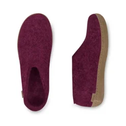 Shoe with Leather Sole - Cranberry