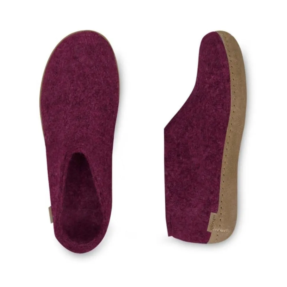 Shoe with Leather Sole - Cranberry