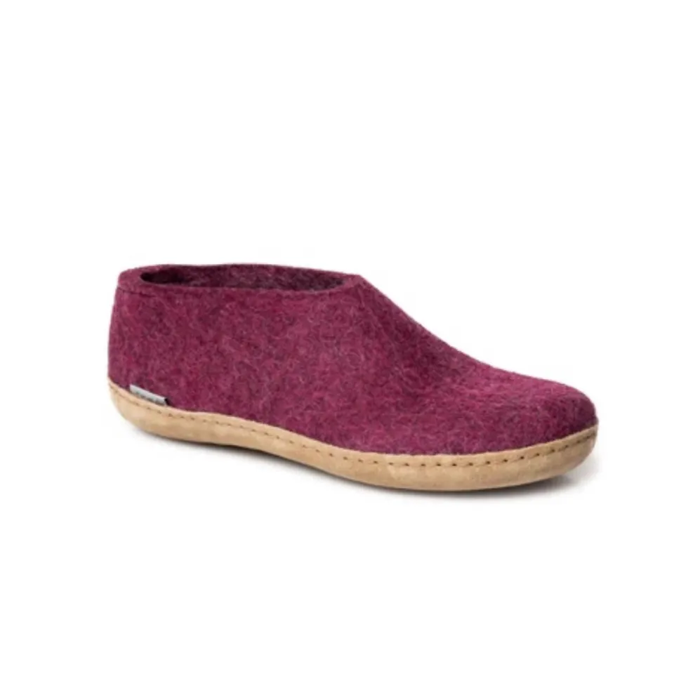 Shoe with Leather Sole - Cranberry