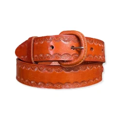 Silver Wolf Belt - Cognac