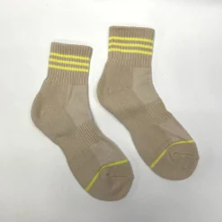 Striped Ankle Detail Casual Socks - Cream